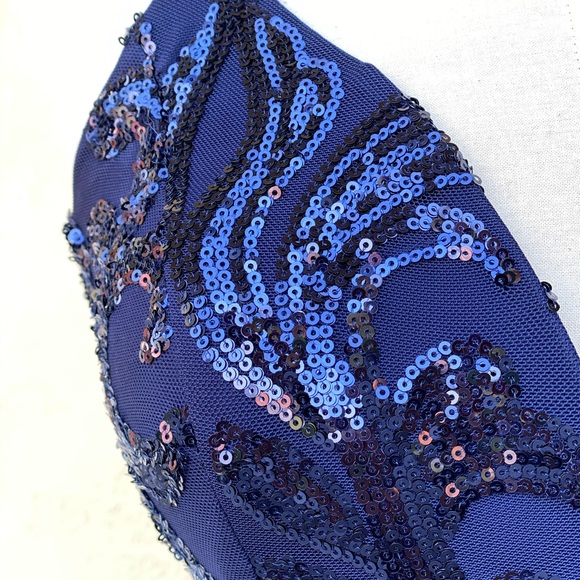 Windsor Navy Sequin Gown with Slits - Picture 11 of 13